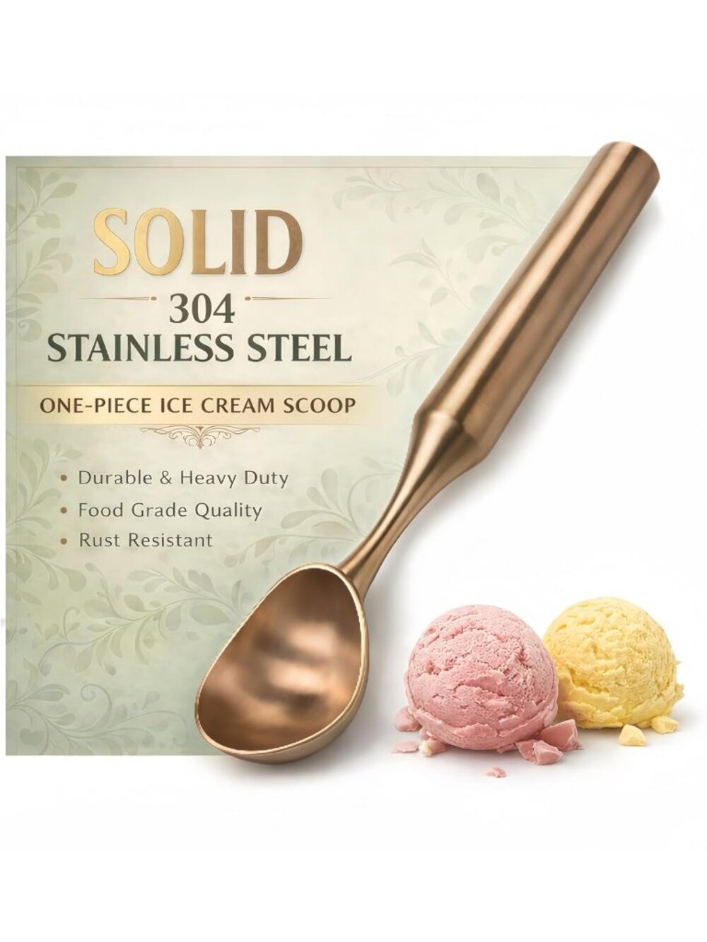 Heavy Duty Stainless Steel Ice Cream Scoop with Ergonomic Grip - Dishwasher